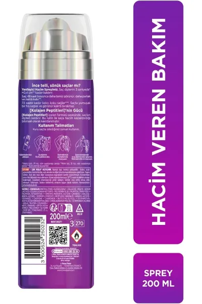  تصویر 8 : اسپری لیفت‌کننده مو با کلاژن برای حجم‌دهی و حالت‌ لورال پاریس L'Oreal Paris 