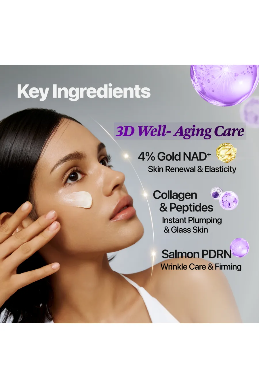 مشخصات Numbuzin No.9 NAD+ Gold 3D Firming Cream 50ml کرم سفت‌کننده و فرم‌دهنده سه‌بعدی پوست NAD+ Gold 3D نامبوزین