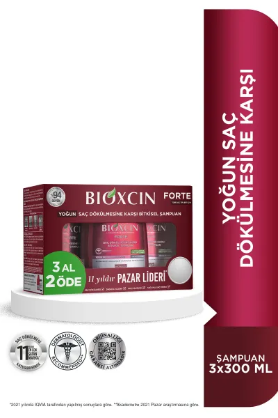 خرید و قیمت پک ۳ تایی شامپو ضد ریزش مو BIOXCIN Forte بیوکسین اصل