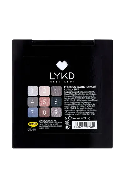  تصویر 4 : پالت سایه چشم 9 رنگ 825 Calm Buff بژ خنثی با جلوه مات و براق لایکد LYKD 