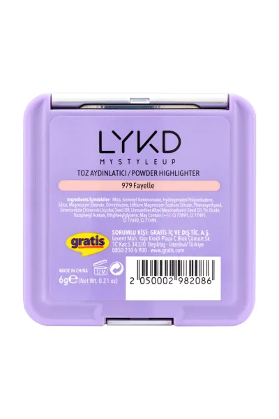  تصویر 3 : هایلایتر پودری Silky Touch 979 Fayelle شامپاینی روشن با درخشش ابریشمی لایکد LYKD 