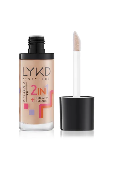  تصویر 2 : کرم پودر دوکاره 140 Natural Beige بژ طبیعی با پوشش یکدست و طبیعی لایکد LYKD 
