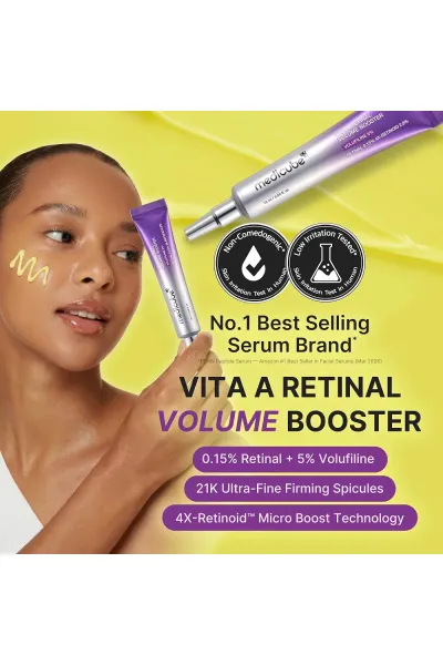  تصویر 1 : سرم تقویت‌کننده حجم Vita A Retinal با وولوفیلین و ۴ برابر رتینوئید مدی کیوب Medicube 