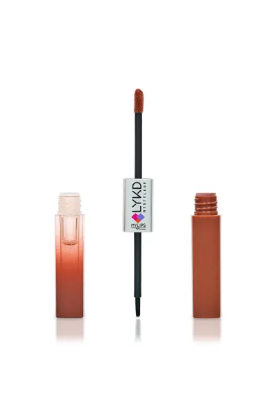  تصویر 1 : رژ لب و براق‌کننده دوطرفه 330 Warm Brown قهوه‌ای گرم با جلوه جذاب لایکد LYKD 