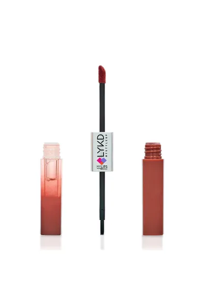  تصویر 1 : رژ لب و براق‌کننده دوطرفه 394 Warm Burgundy زرشکی گرم با جلوه جذاب لایکد LYKD 
