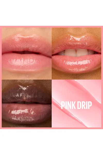  تصویر 2 : بالم لب رنگی Lifter Glaze 02 Pink Drip صورتی با شی باتر و هیالورونیک اسید میبلین نیویورک Maybelline New York 