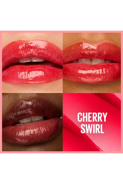  تصویر 2 : بالم لب رنگی 04 Cherry Swirl قرمز گیلاسی با شی باتر و هیالورونیک اسید میبلین نیویورک Maybelline New York 