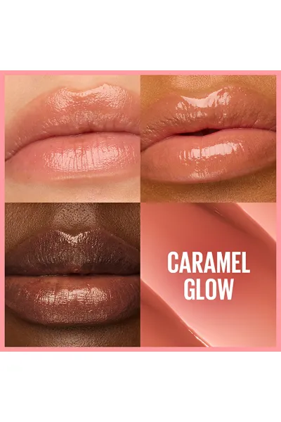  تصویر 2 : بالم لب رنگی 06 Caramel Glow کاراملی با شی باتر و هیالورونیک اسید میبلین نیویورک Maybelline New York 