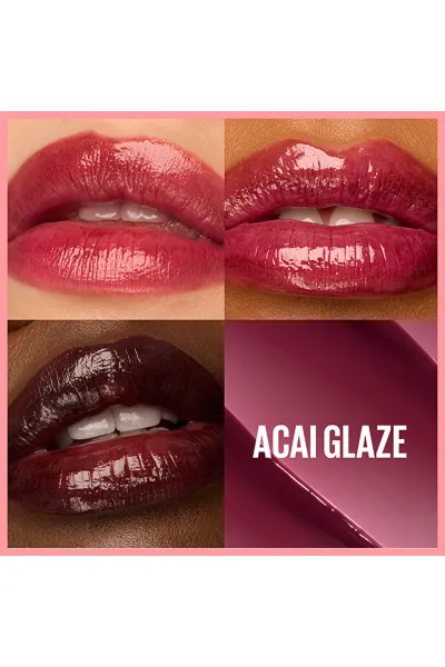  تصویر 2 : بالم لب رنگی 08 Acai Glaze بنفش توتی با شی باتر و هیالورونیک اسید میبلین نیویورک Maybelline New York 