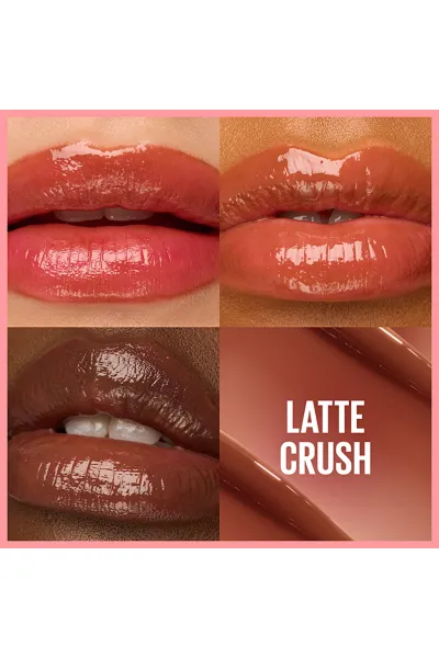  تصویر 2 : بالم لب رنگی 09 Latte Crush قهوه‌ای لاته با شی باتر و هیالورونیک اسید میبلین نیویورک Maybelline New York 
