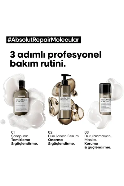  تصویر 1 : شامپو ترمیم‌کننده مولکولی پروفشنال مدل Absolut Repair Molecular تقویت‌کننده موهای آسیب‌دیده و ضعیف ۵۰۰ میل لورال پاریس L'Oreal Paris 