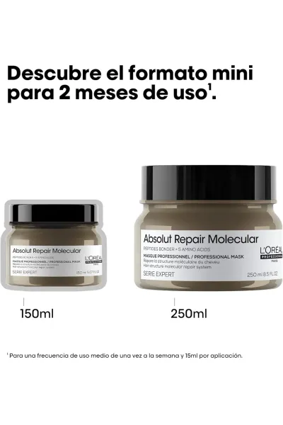  تصویر 4 : ماسک مو پروفشنال Absolut Repair Molecular ترمیم‌کننده و احیاکننده موهای آسیب‌دیده و خشک لورال پاریس L'Oreal Paris 