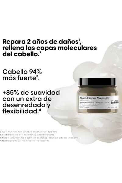  تصویر 5 : ماسک مو پروفشنال Absolut Repair Molecular ترمیم‌کننده و احیاکننده موهای آسیب‌دیده و خشک لورال پاریس L'Oreal Paris 