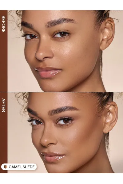  تصویر 7 : استیک کانتور و هایلایتر دوکاره Camel Suede قهوه‌ای شتری شیگلم Sheglam 