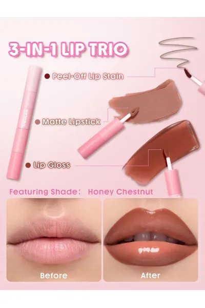  تصویر 2 : ست سه‌تایی آرایش لب Soft Blush با رنگ صورتی ملایم و لطیف شیگلم Sheglam 