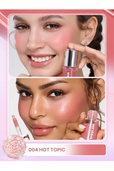  تصویر 2 : رژگونه مایع سرمی مغذی Bubble Dew در رنگ 004 Hot Topic صورتی داغ شیگلم Sheglam 