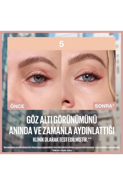  تصویر 2 : کانسیلر سرم زیر چشم آبرسان با کافئین و پپتید  Warm Nude نود گرم میبلین نیویورک Maybelline New York 