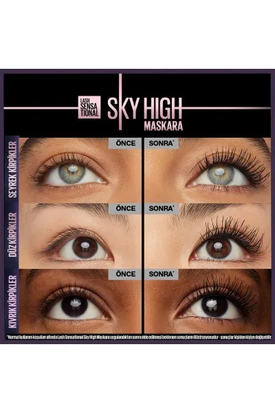 تصویر 6 : ریمل بلندکننده و حجم‌دهنده مژه Sky High با رنگ Plum Twilight بنفش آلو میبلین نیویورک Maybelline New York 