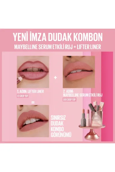  تصویر 3 : رژ لب مات Crop Top نود با اثر سرم هیالورونیک اسید و روغن مغذی میبلین نیویورک Maybelline New York 