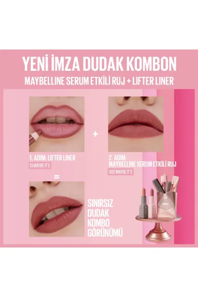  تصویر 3 : رژ لب مات Maybe It's هلویی با اثر سرم هیالورونیک اسید و روغن مغذی میبلین نیویورک Maybelline New York 