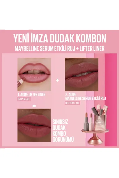  تصویر 3 : رژ لب مات Open Late صورتی با اثر سرم هیالورونیک اسید و روغن مغذی میبلین نیویورک Maybelline New York 