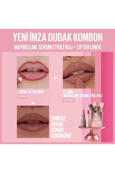  تصویر 3 : رژ لب ساتن Upstate نود با اثر سرم هیالورونیک اسید و روغن مغذی میبلین نیویورک Maybelline New York 