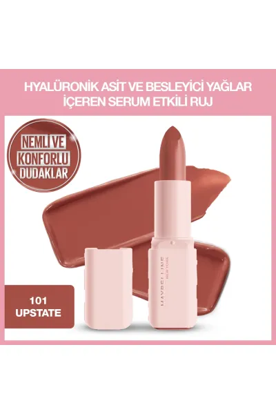 رژ لب ساتن Upstate نود با اثر سرم هیالورونیک اسید و روغن مغذی میبلین نیویورک Maybelline New York