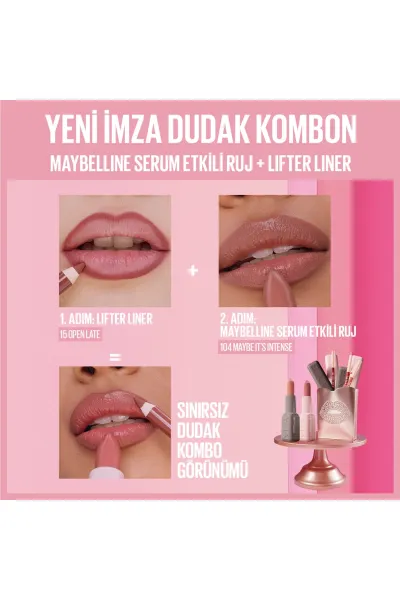  تصویر 3 : رژ لب ساتن Maybe It's Intense شرابی با هیالورونیک اسید و روغن مغذی میبلین نیویورک Maybelline New York 