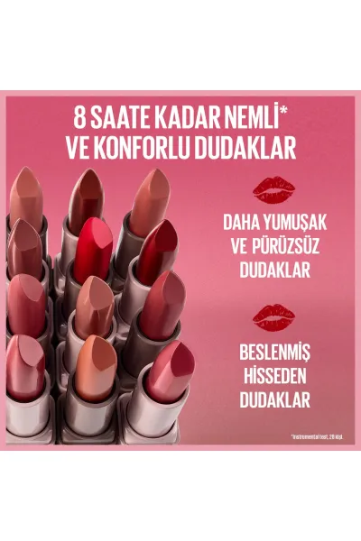  تصویر 8 : رژ لب ساتن Maybe It's Intense شرابی با هیالورونیک اسید و روغن مغذی میبلین نیویورک Maybelline New York 