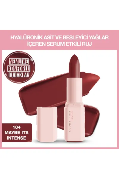 رژ لب ساتن Maybe It's Intense شرابی با هیالورونیک اسید و روغن مغذی میبلین نیویورک Maybelline New York