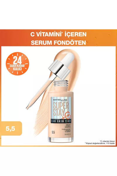  تصویر 1 : کرم پودر مایع اسکین تینت ویتامین C پوشش بالا 05.5 Nude نود میبلین نیویورک Maybelline New York 