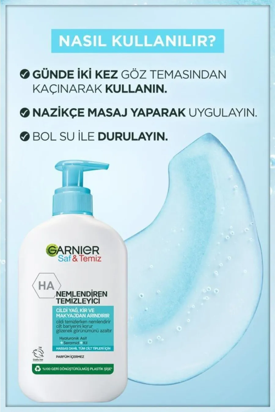نحوه استفاده از ژل شوینده روشن کننده + آبرسان پوست مختلط و چرب گارنیر Garnier
