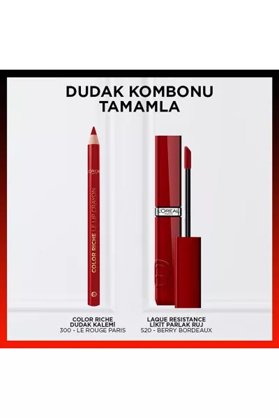  تصویر 2 : رژ لب مایع براق ماندگار 520 Berry Bordeaux رنگ قرمز جذاب لورال پاریس L'Oreal Paris 