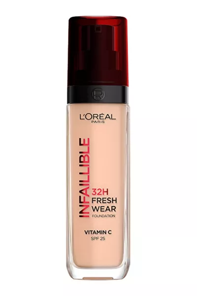 خرید و قیمت کرم پودر ۳۲ ساعته ویتامین C سبک و بادوام 145 Beige Rose بژ رز L'Oreal Paris لورال پاریس اصل