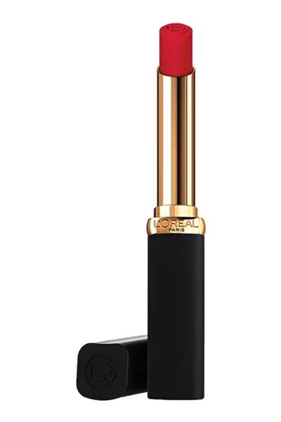 رژ لب مات حجم‌دهنده شماره 300 Rouge Confident رنگ قرمز لورال پاریس L'Oreal Paris