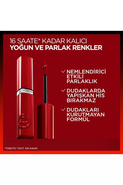  تصویر 5 : رژ لب مایع براق و ماندگار 420 Rouge Paris قرمز کلاسیک با جلوه درخشان لورال پاریس L'Oreal Paris 