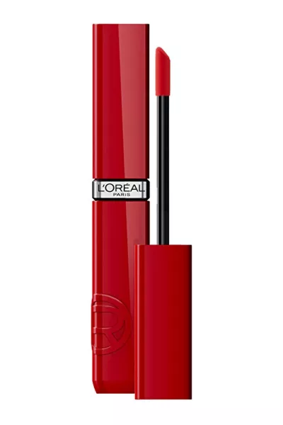 خرید و قیمت رژ لب مایع براق و ماندگار 420 Rouge Paris، قرمز کلاسیک با جلوه درخشان L'Oreal Paris لورال پاریس اصل