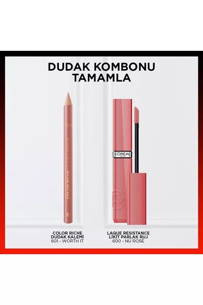  تصویر 2 : رژ لب مایع براق با ماندگاری طولانی 600 Le Nu Rose صورتی لورال پاریس L'Oreal Paris 