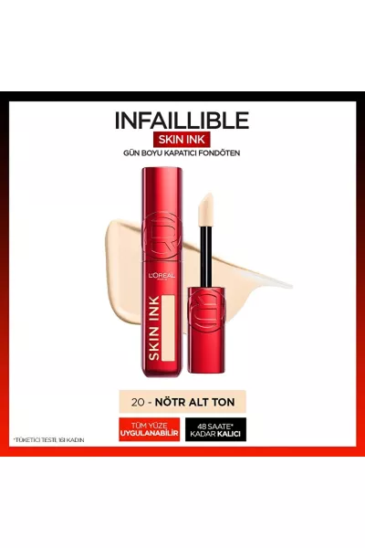  تصویر 1 : کرم پودر پوشش‌دهی تمام‌روز شماره 20 Nötr Alt Ton تناژ خنثی لورال پاریس L'Oreal Paris 
