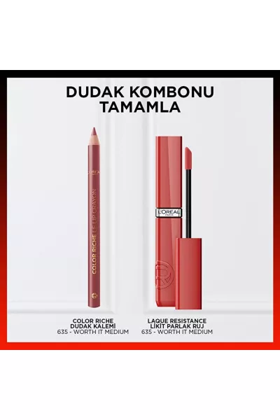  تصویر 2 : رژ لب مایع براق و بادوام 635 Worth It Medium صورتی جذاب لورال پاریس L'Oreal Paris 