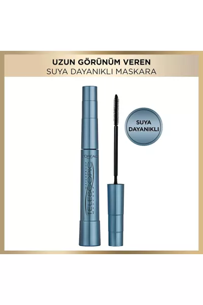  تصویر 1 : ریمل تلسکوپی ضدآب مشکی؛ بلندکننده و تفکیک‌کننده حرفه‌ای مژه‌ها لورال پاریس L'Oreal Paris 