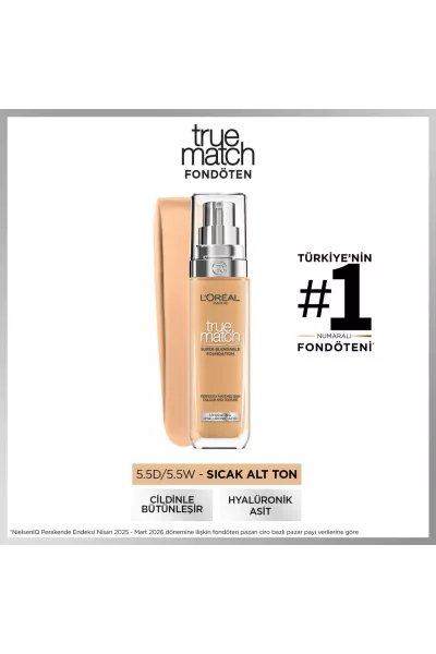  تصویر 1 : کرم پودر مراقبت‌کننده 5.5D/5.5W تناژ گرم قهوه‌ای روشن لورال پاریس L'Oreal Paris 
