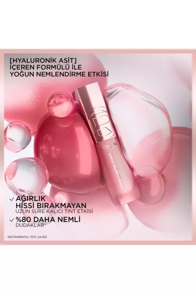 تصویر 3 : تینت لب هیالورونیک 635 Worth It Medium رنگ صورتی طبیعی و آبرسان لورال پاریس L'Oreal Paris 