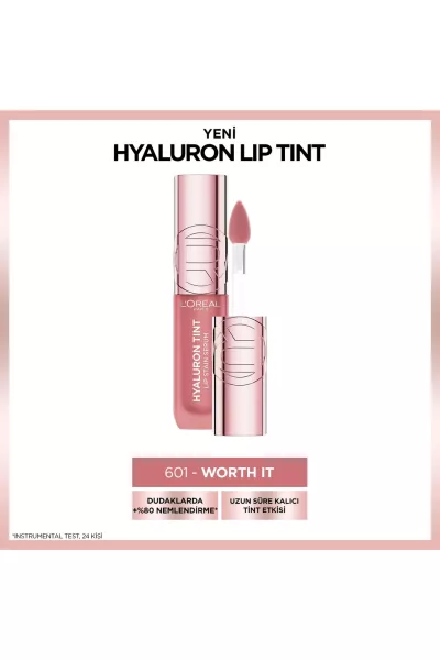خرید و قیمت تینت لب آبرسان هیالورونیک 601 Worth It رنگ صورتی طبیعی و ملایم L'Oreal Paris لورال پاریس اصل