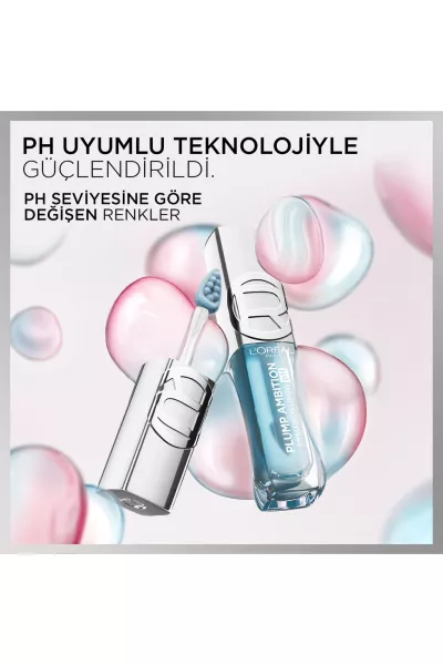  تصویر 4 : لیپ اویل حجم‌دهنده هیالورونیک 113 Icy Blue آبی با تغییر pH لورال پاریس L'Oreal Paris 