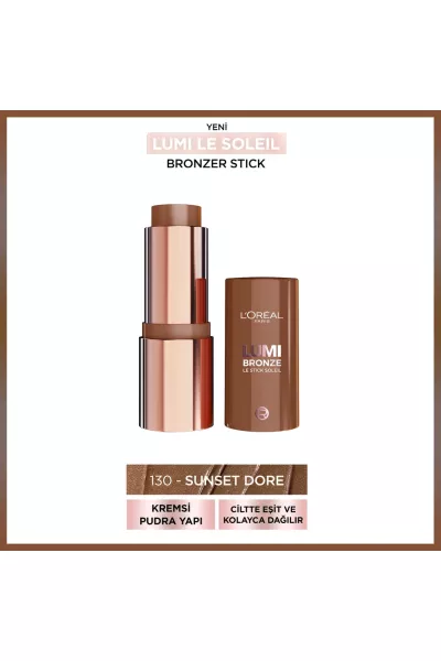 خرید و قیمت برنزر استیکی لومی استیک شماره ۱۳۰ Sunset Dore، قهوه‌ای روشن L'Oreal Paris لورال پاریس اصل