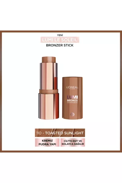 خرید و قیمت برنزر استیکی 110 Toasted Sunlight رنگ قهوه‌ای طبیعی برای صورت L'Oreal Paris لورال پاریس اصل