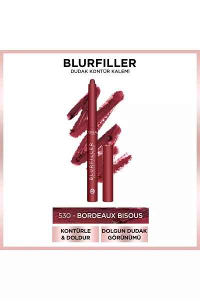 خرید و قیمت مداد لب بلورفیلر 530 Bordeaux Bisous، رنگ شرابی برای فرم‌دهی لب L'Oreal Paris لورال پاریس اصل