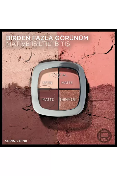  تصویر 1 : پالت سایه چشم و رژگونه چهاررنگ 01 Spring Pinks با طیف صورتی بهاری لورال پاریس L'Oreal Paris 