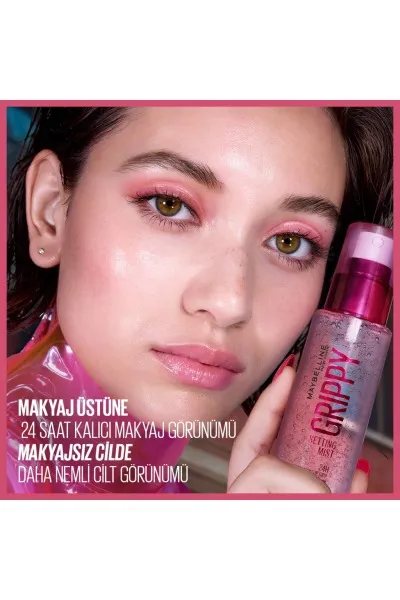  تصویر 4 : اسپری فیکس و پرایمر آرایش گریپی با ماندگاری ۲۴ ساعته ۱۰۰ میل Grippy 24 Hour Makeup Setting Spray میبلین نیویورک Maybelline New York 